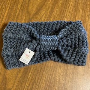 Knitted Bow Head Band-Gray